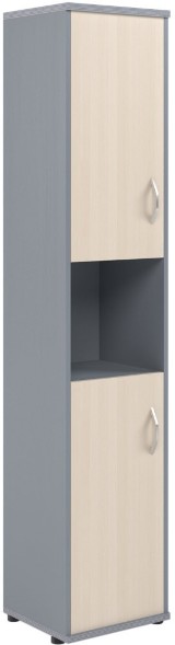 Шкаф колонка с комплектом глухих малых дверей СУ-1.5(L) Клен/Металлик 406*365*1975