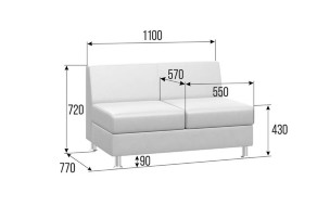 Prime Диван без подлокотников двухместный PR.D-2 1100*770*720